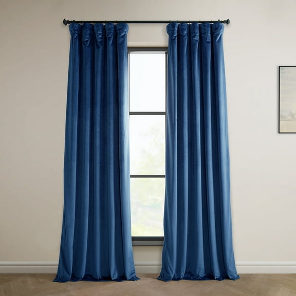 Half Price Drapes Pisces Blue Heritage Plush Velvet Room Darkening Curtains (1 Panel), 50W X 96L