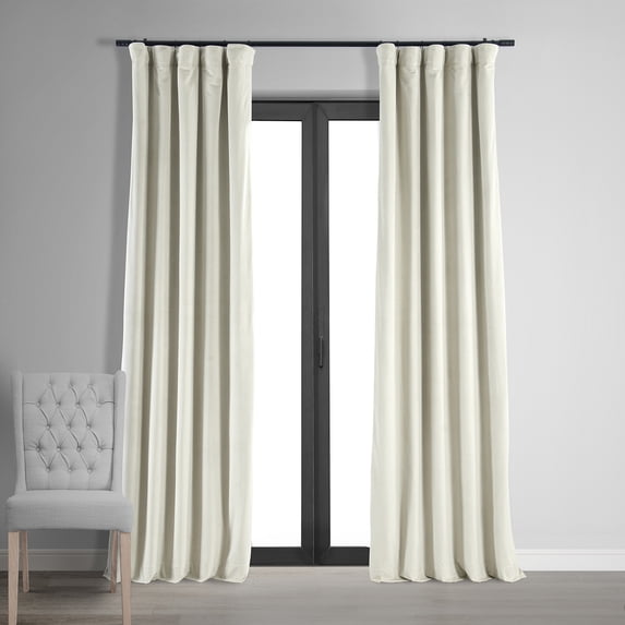 Half Price Drapes Porcelain White Signature Velvet Blackout Curtains for Bedroom(1 Panel), 50WX 63L