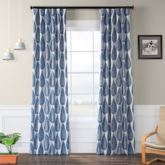 Half Price Drapes Printed Medallion Blue Room Darkening Curtains for Bedroom(1 Panel), 50W X 120L