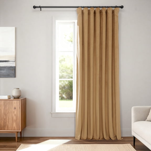 Half Price Drapes Signature Amber Extra Wide Velvet Blackout Curtains (1 Panel), 100WX 120L