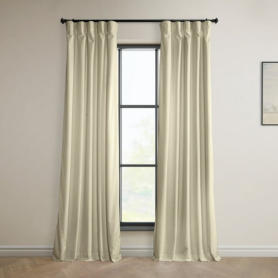 Half Price Drapes Signature Angora Beige Plush Velvet Hotel Blackout Curtains(1 Panel), 50W X 84L