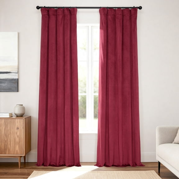 Half Price Drapes Signature Burgundy Velvet Blackout Curtains For Bedrooms (1 Panel), 50WX 96L