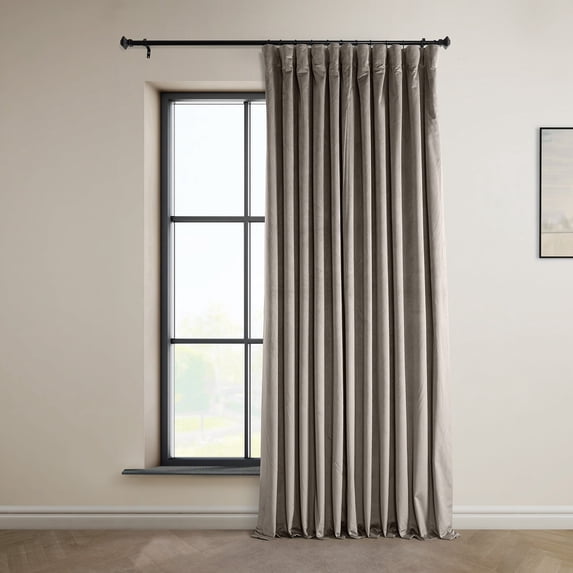 Half Price Drapes Signature Extra Wide Library Taupe Plush Velvet Hotel Blackout Curtains(1 Panel), 100W X 108L