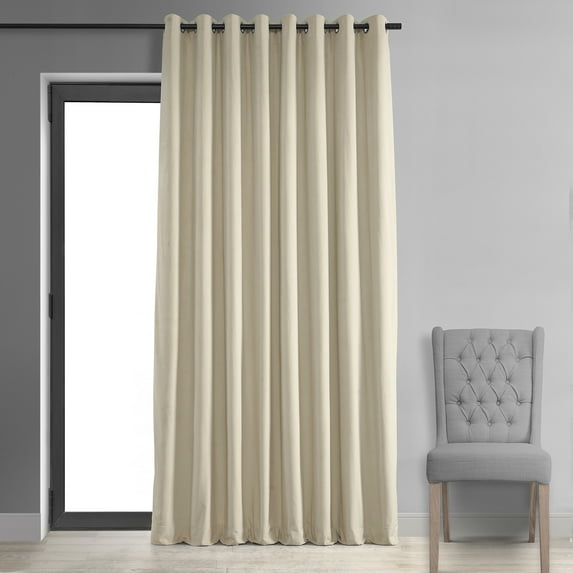 Half Price Drapes Signature Grommet Ivory Extra Wide Velvet Blackout Curtains (1 Panel), 100WX84L