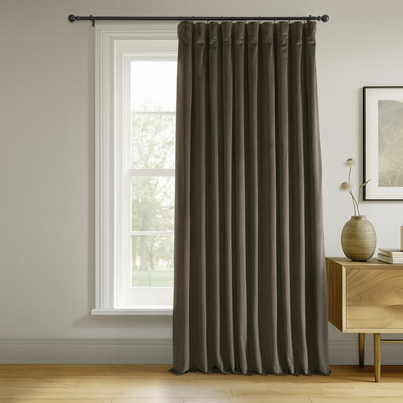 Half Price Drapes Signature Java Extra Wide Velvet Blackout Curtains (1 Panel), 100W X 96L
