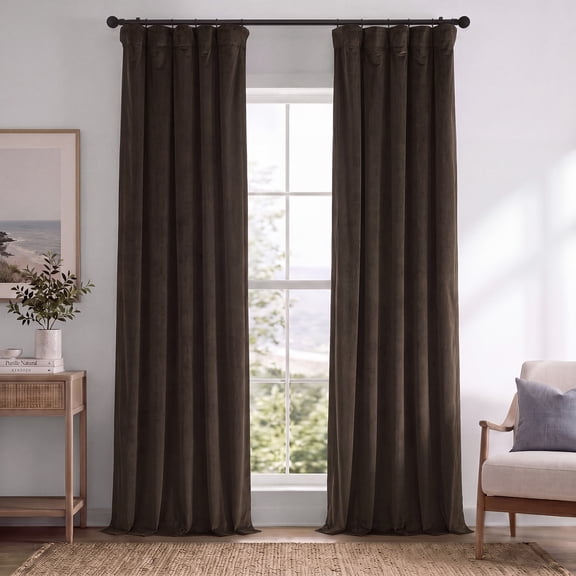 Signature Java Velvet Blackout Curtains For Bedrooms (1 Panel), 50WX 120L