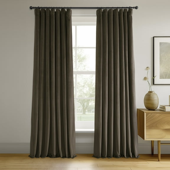Half Price Drapes Signature Java Velvet Blackout Curtains For Bedrooms (1 Panel), 50WX 96L