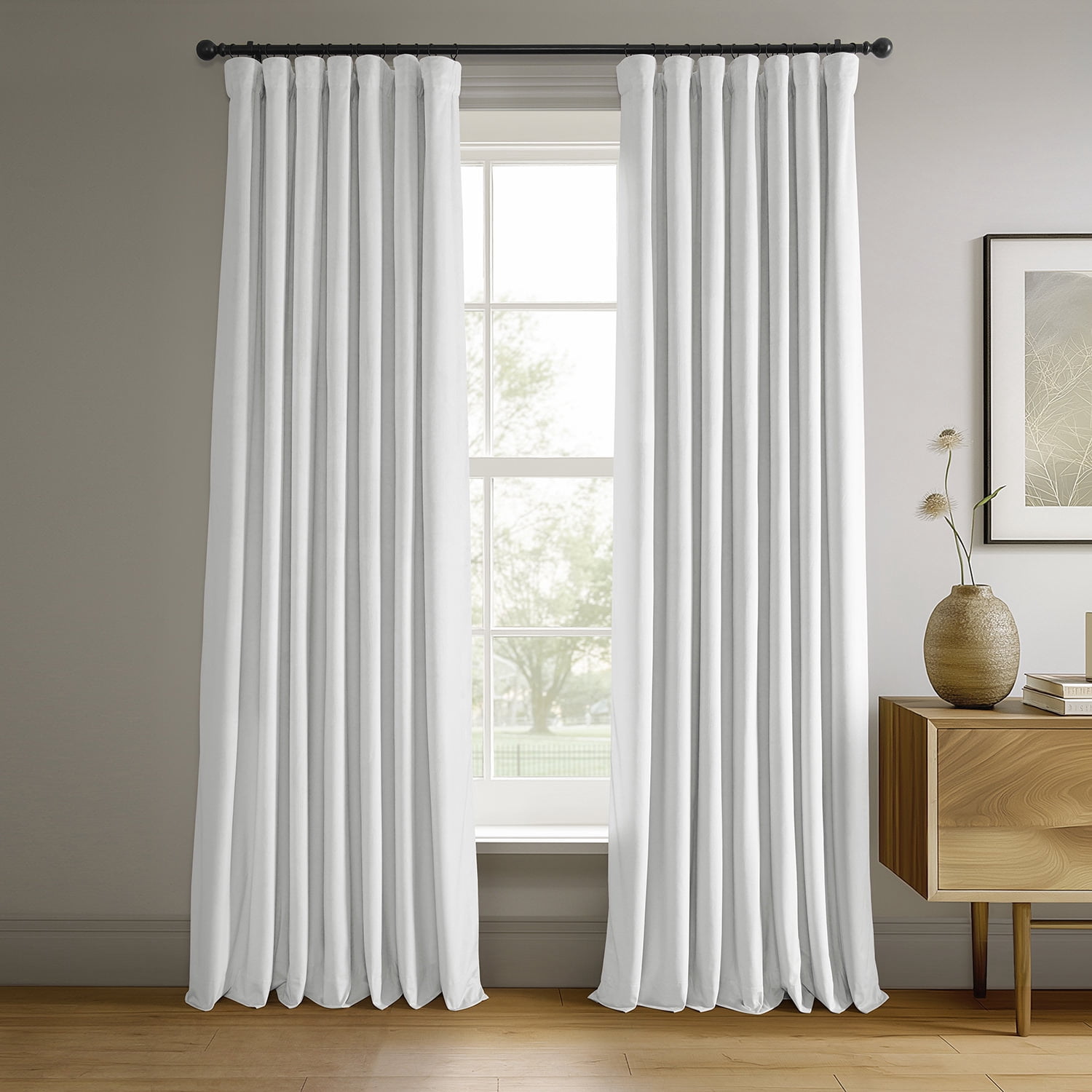 White Velvet Blackout Curtains