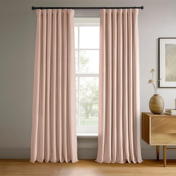 Half Price Drapes Signature Rosey Dawn Velvet Blackout Curtains For Bedroom(1 Panel), 50WX 96L