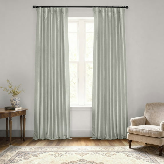 Half Price Drapes Silver Faux Dupioni Silk Room Darkening Curtains for Bedroom(1 Panel),50WX 120L