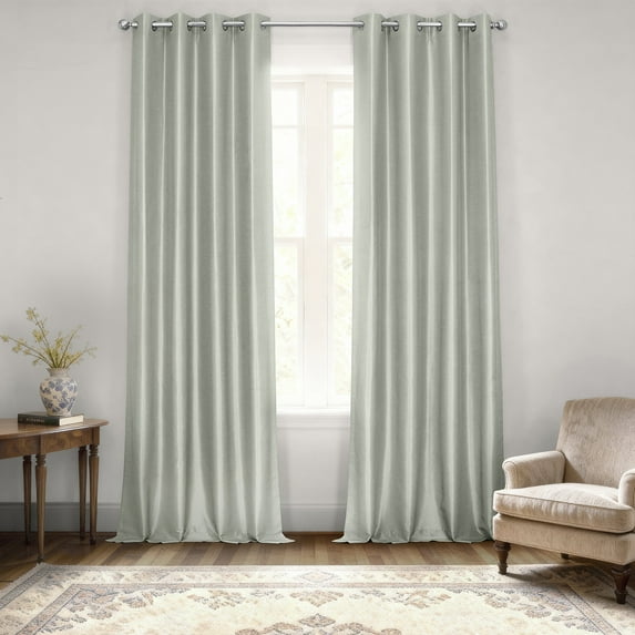 Half Price Drapes Silver Grommet Faux Silk Room Darkening Curtains for Bedroom(1 Panel),50WX 96L