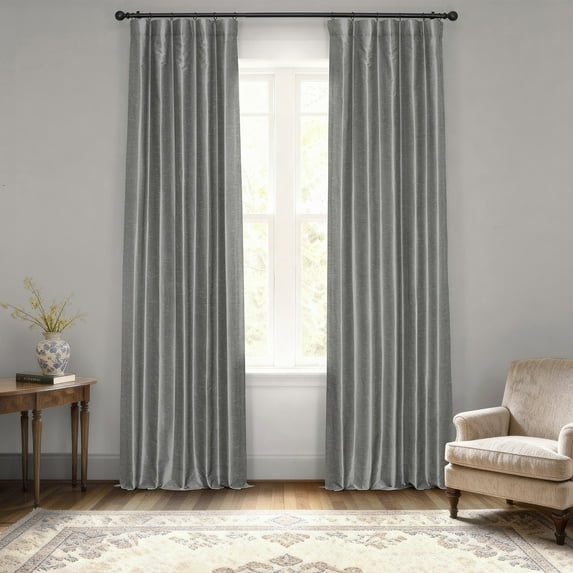 Half Price Drapes Storm Grey Faux Dupioni Silk Blackout Curtains for Bedroom (1 Panel), 50WX 120L
