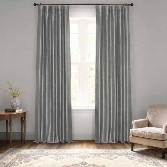 Half Price Drapes Storm Grey Faux Dupioni Silk Blackout Curtains for Bedroom (1 Panel), 50WX 96L