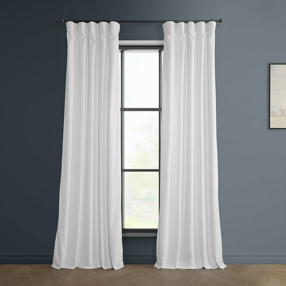 Half Price Drapes White Heritage Plush Velvet Room Darkening Curtains (1 Panel), 50W X 108L