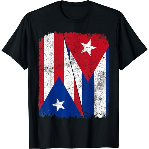 Half Puerto Rican Half Cuban Flag Heritage Pride Roots T-Shirt