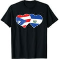 thumbnail image 1 of Half Puerto Rican Half Salvadorian Flag Heart T-Shirt, 1 of 4