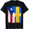thumbnail image 1 of Half Puerto Rican Half Swedish Flag Heritage Pride Roots T-Shirt, 1 of 3