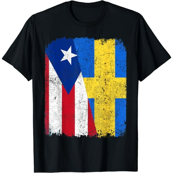 Half Puerto Rican Half Swedish Flag Heritage Pride Roots T-Shirt