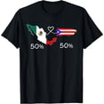 thumbnail image 1 of Half Puerto rican Half Mexican Flag Map Love Boricua T-Shirt Black Small, 1 of 4