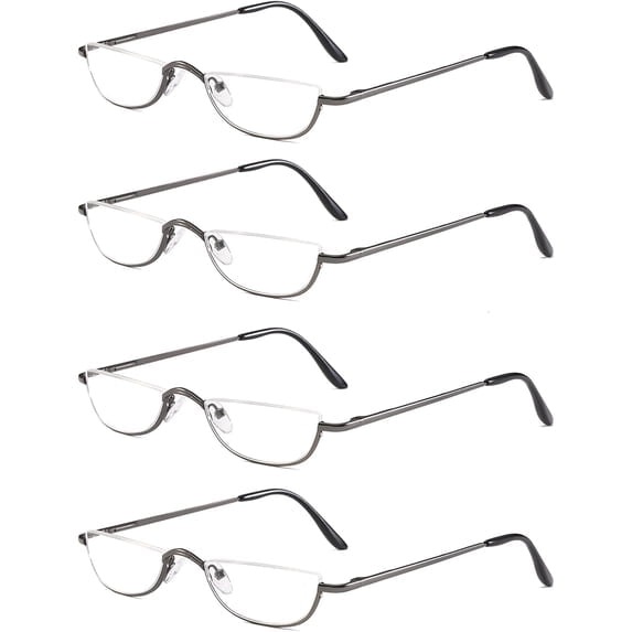 Half Reading Glasses Half Rim Lightweight Metal Frame Presbyopic Readers With Spring Hinge For Men And Women Unisex Eyewear 4 Pairs