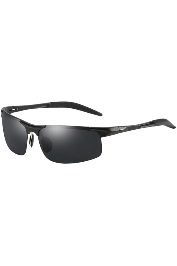 Half Rim Matte Metal Frame Photochromic Polarized Sunglasses Anti-Glare UV400 Protection Transition Tint Day Night Driving Sports Eyewear For Cycling Running Fishing Hiking(Color B-15x4x13.2cm)