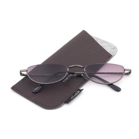 Half Rim Moon Shape Metal Frame Spring Hinge Sunreader for Men for Women, Reading Glasses + 1.75