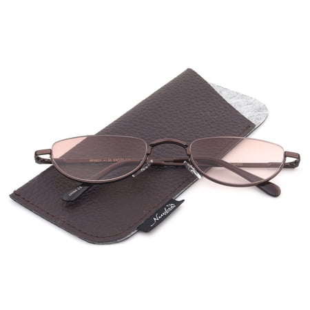 Half Rim Moon Shape Metal Frame Spring Hinge Sunreader for Men for Women, Reading Glasses + 2.00