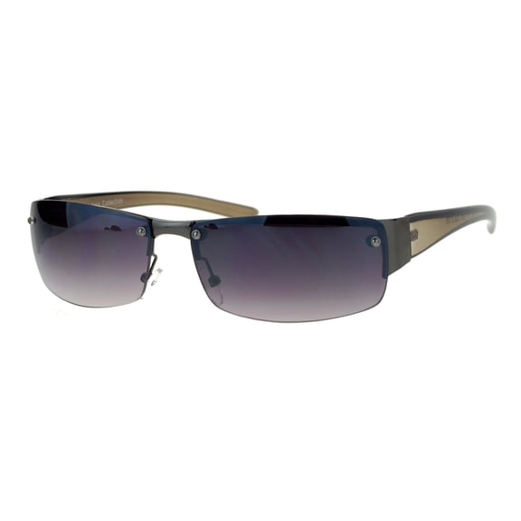 Half Rim Rimless Style Rectangular Sunglasses Classic Fashion UV400 Gunmetal