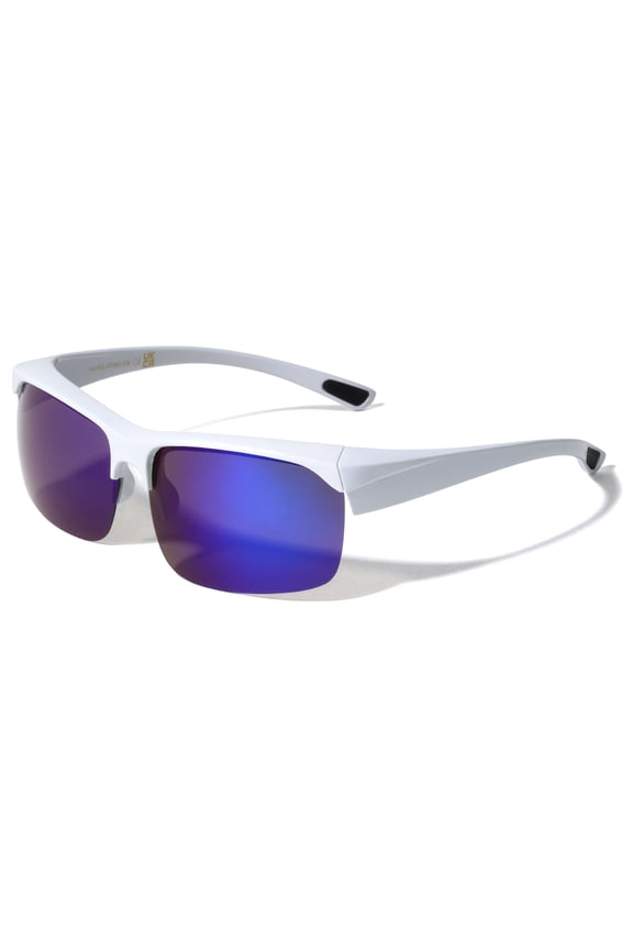 Half Rim Sport Polarized Fit Over Sunglasses Wear Over Prescription Eyeglasses 100% UV Protection Men Women Mirror