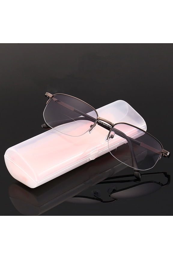 Half Rimless BIFOCAL Reading Glasses 1.50, Metal Gradient Gray Sunglasses Rectangle Readers +1.50 for Men