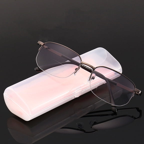 Half Rimless BIFOCAL Reading Glasses 2.00, Metal Gradient Gray Sunglasses Rectangle Readers +2.00 for Men