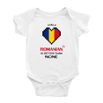 thumbnail image 1 of Half Romanian Is Better Than None Baby Bodysuits Newborn Clothes (White, 6-12 Months), 1 of 5