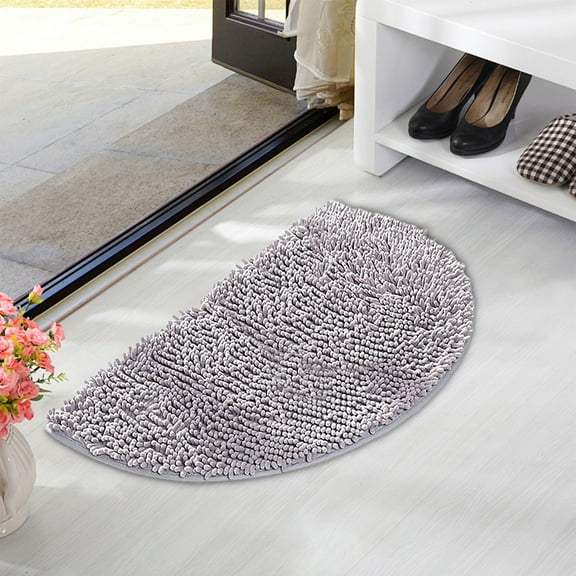 Half Round Bath Mat, Water Absorbent Non Slip Microfiber Bathroom Rug for Bathroom Entrance, Machine Washable Rubber Backing Home Decor