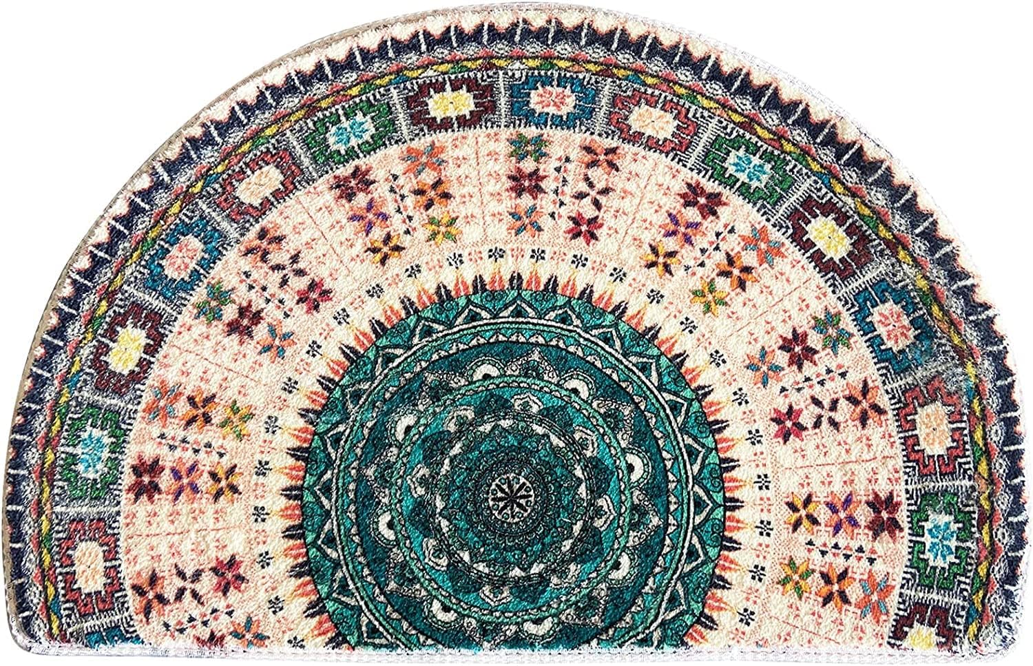 Half Round Bohemian SemiRound Mandala Door Mat Outdoor Entrance, for