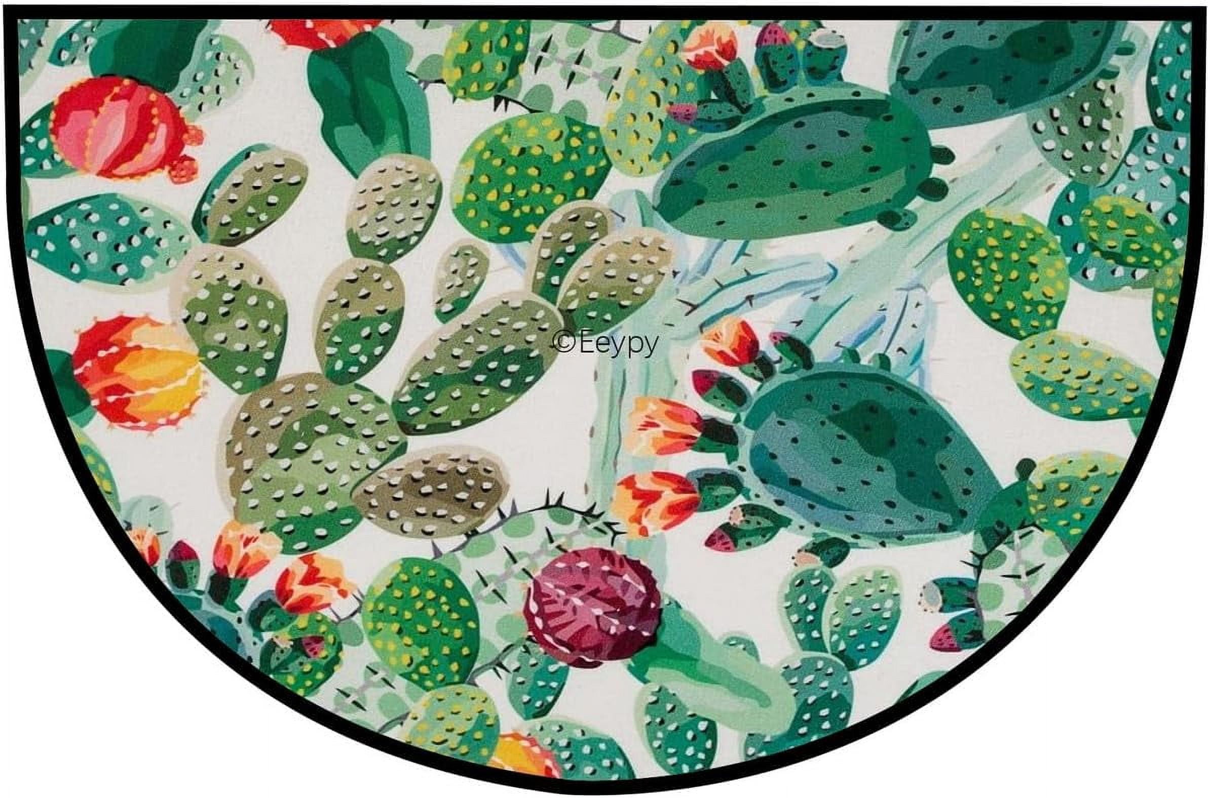 Half Round Cactus Bath Mat Entrance for Indoor Entry 16x24 Inch Wear ...
