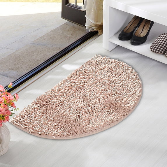 Half Round Carpet Water Absorbing Foot Mat for Bathroom Entrance | Non Slip Floor Mat for Bedroom Toilet Kitchen | Soft Microfiber Doormat with Rubber Backing | Indoor Entryway Rug 35x50cm