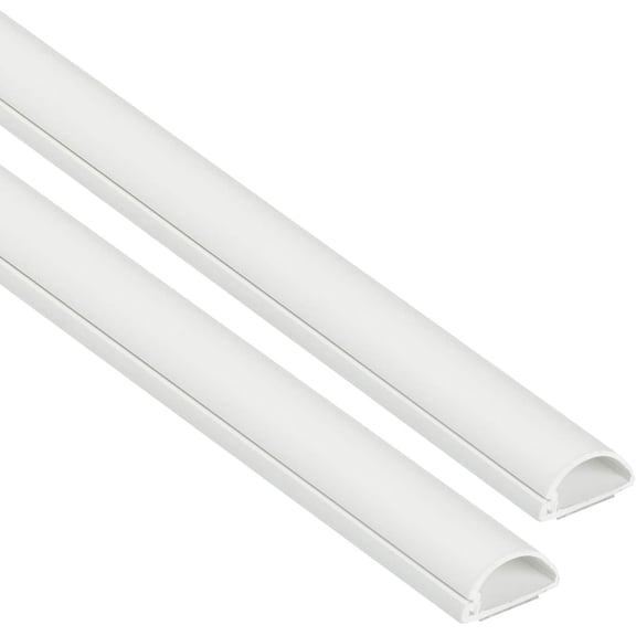 Half Round Cord Hider, Patented Cable Cover, Hide TV Wall Mount Wires, Raceway for Cords, Decorative Wire Covers, Paintable, Adhesive Cable Concealer, 2X 0.78in W x 0.39in H x 39in L, White