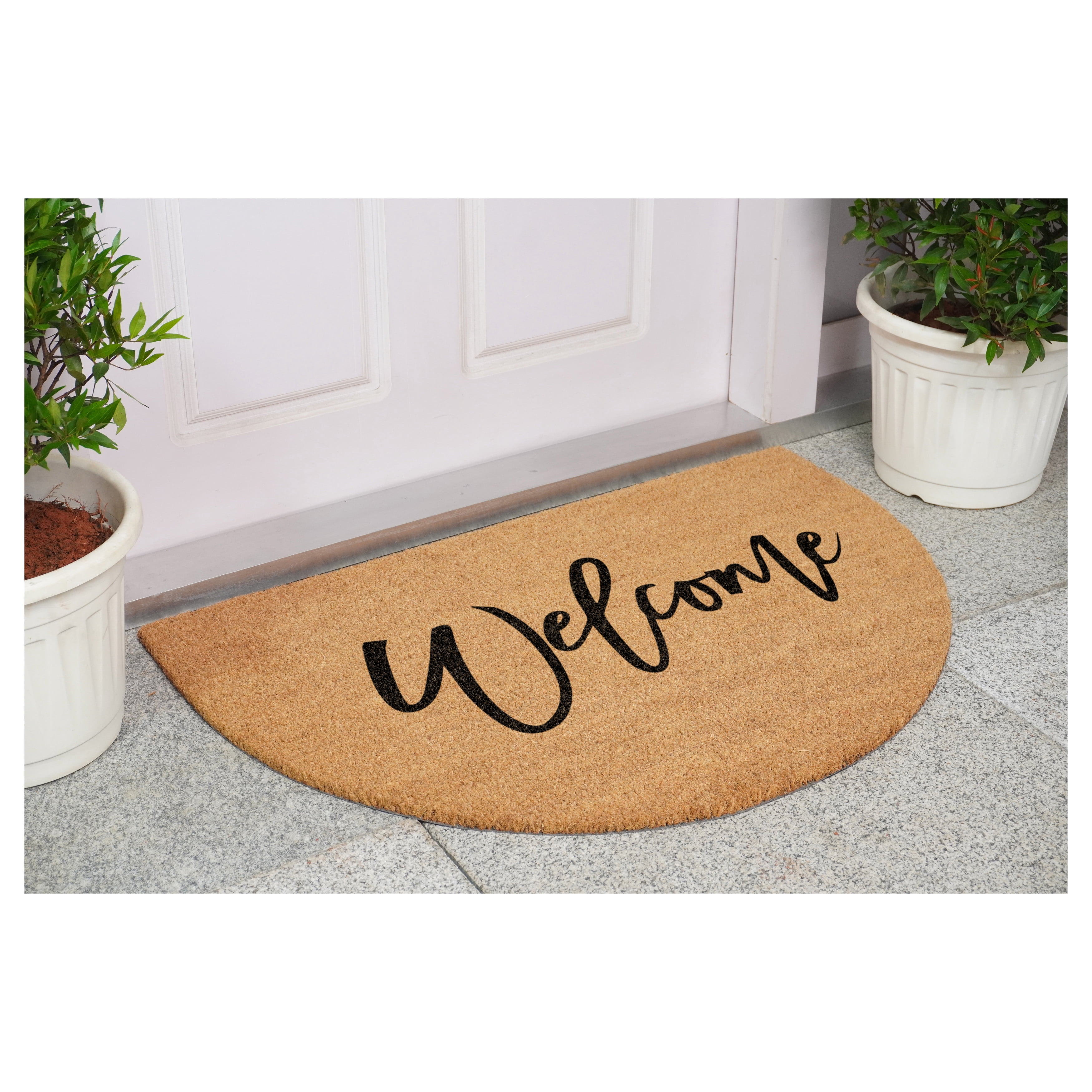 Calloway Mills 114602436 Half Round Cursive Welcome Doormat, 24"x36"