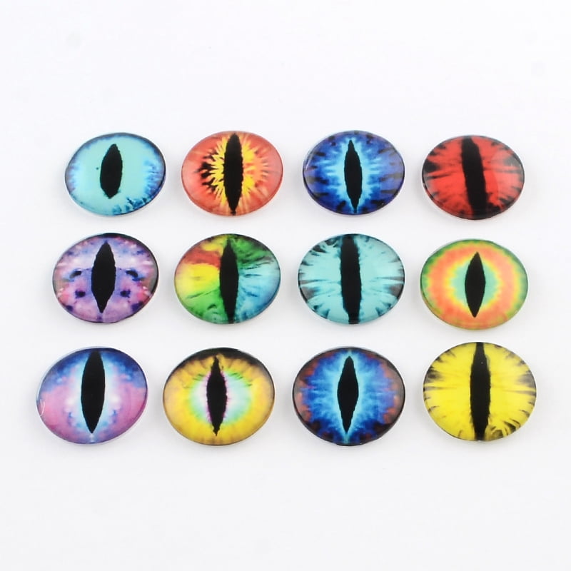 Half Round/Dome Dragon Eye Pattern Glass Flatback Cabochons for DIY Projects Mixed color 8x3mm