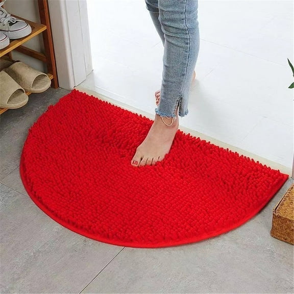 Half Round Door Mat, Half Circle Rug, Semicircle Absorbent Bathroom Rug, Half Circle Microfiber Bath Mat, Thickened Soft Non-Slip Floor Mat, Anti-Skid Soft Shower Mat for Bathroom Bathtub