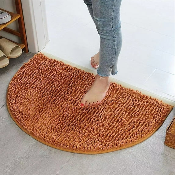 Half Round Door Mat, Half Circle Rug, Semicircle Absorbent Bathroom Rug, Half Circle Microfiber Bath Mat, Thickened Soft Non-Slip Floor Mat, Anti-Skid Soft Shower Mat for Bathroom Bathtub