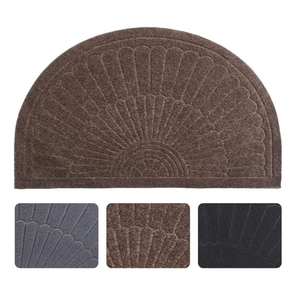 Half Round Door Mat Indoor Half Circle Entrance Rugs Outdoor Half Moon Entryway Rug Half Round Front Door Mats Rubber Welcome Mat Non Slip (Brown)