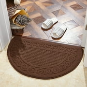 Half Round Door Mat, Non-Slip Welcome Entrance Way Mat, Durable Rubber Door Mats, Low-Profile Heavy Duty Doormat, Half Circle Mats for Garage, Patio, High Traffic Areas, 15.7" x 24.8"