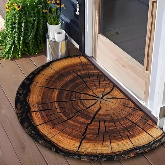 Half Round Door Mat for Entryway, Durable Wear-Resistant Semi Circle Entrance Mat, Low-Profile Non-Slip Dirt Trapper Welcome Mat for Front Door