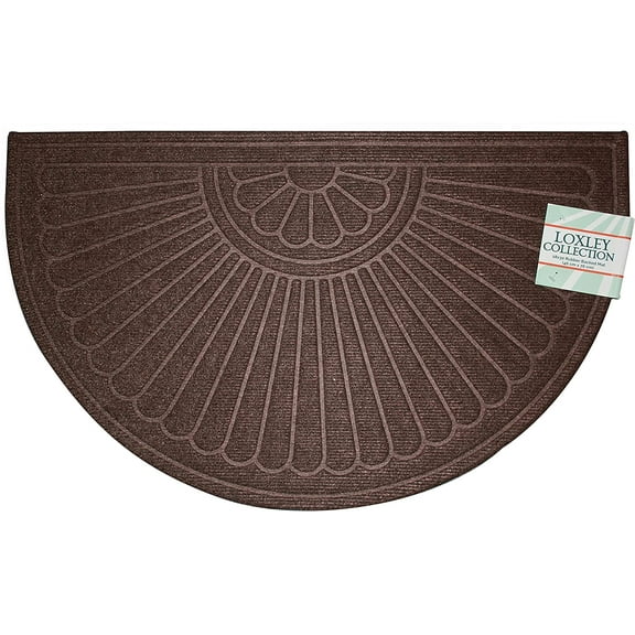Half Round Doormat Non Slip Durable Welcome Mat Outdoor/Indoor Rubber Back Rug Loxley Collection 18"x30" - Chocholate