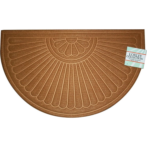 Half Round Doormat Non Slip Durable Welcome Mat Outdoor/Indoor Rubber Back Rug Loxley Collection 18"x30" - Tan