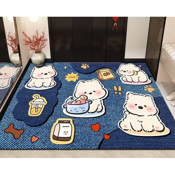 Cute Cartoon Dogs Diatomaceous Earth Door Mat Welcome Front Rugs 24x36 In,Cowboy Non Slip Entryway Carpet For Inside, Patio, Porch,Bath