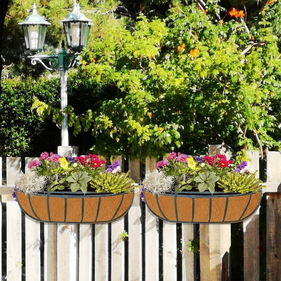 Half Round Flower Pot Liner Set 3 Pack | Reusable Non-Woven Fabric Basket Padding Replacement for Hanging Planters, Window Boxes, Fence Troughs | Moisture Retaining, Breathable, 24in/30in/36in Sizes