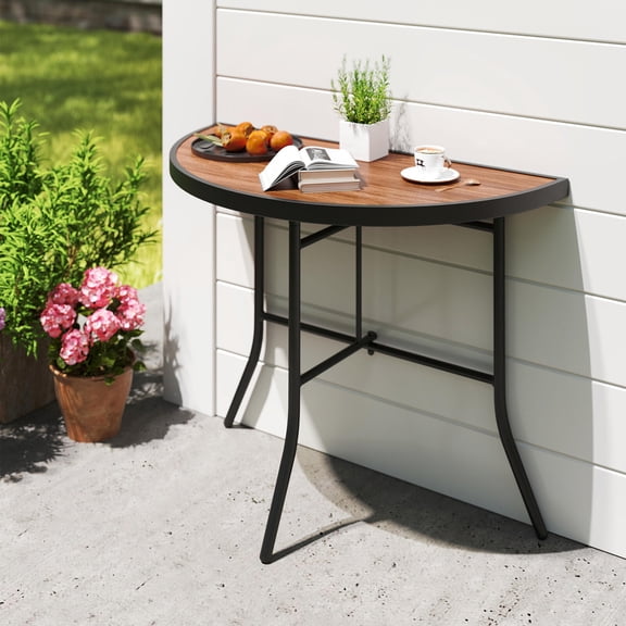 Half-Round Folding Event Table with Metal Frame, Spc Top, Waterproof, Non-Slip Foot Pads