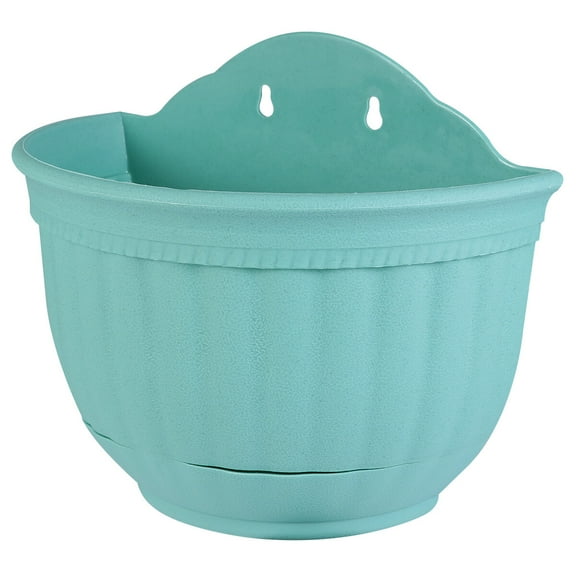 FONDOTIN Wall Hanging Planter, Wall-Mounted Flower Pot with Green Leaf Pattern, Plastic, 1 Pack for Indoor Outdoor Decor